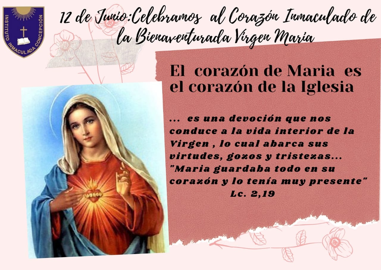 12 de Junio Celebramos al Corazón Inmaculado de la Bienaventurada Virgen María